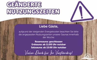 Angepasste Nutzungszeiten der Saunas