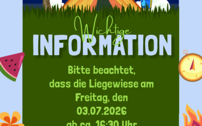Teilweise Sperrung der Liegewiese am 03.07.2026